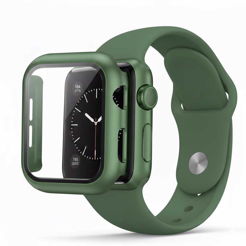 Apple Watch 41MM - Silicone Strap + Case Combo -  Midnight Green