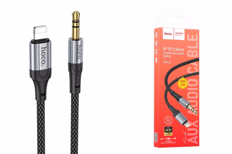 HOCO UPA26-L - Lightning to Male-Aux - 3FT - Black