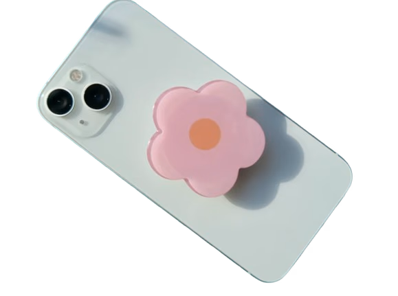Magnetic Back Phone Holder - Flower -  Pink