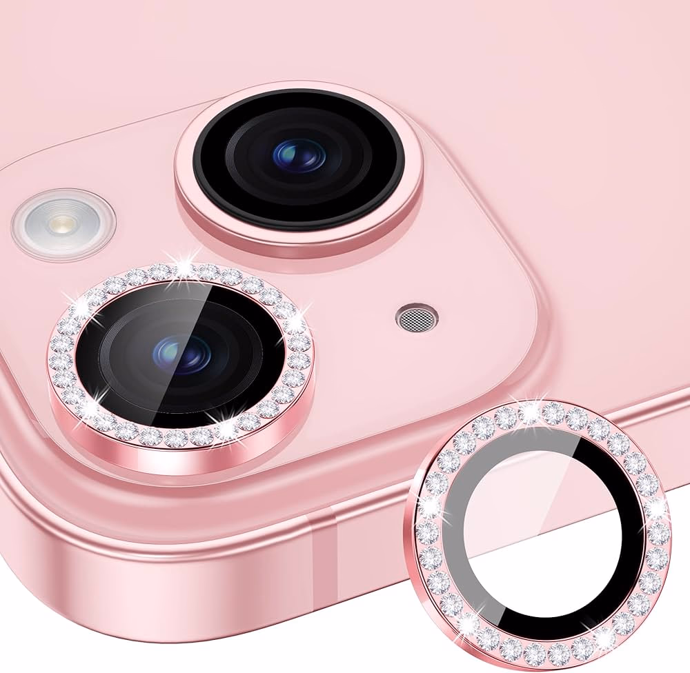 iPhone 15 Pro/15 Pro Max - Bling Camera Glass  - Pink