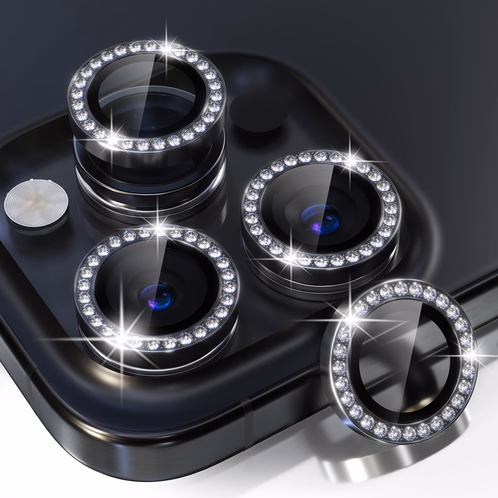 iPhone 15 Pro/15 Pro Max - Bling Camera Glass  - Black
