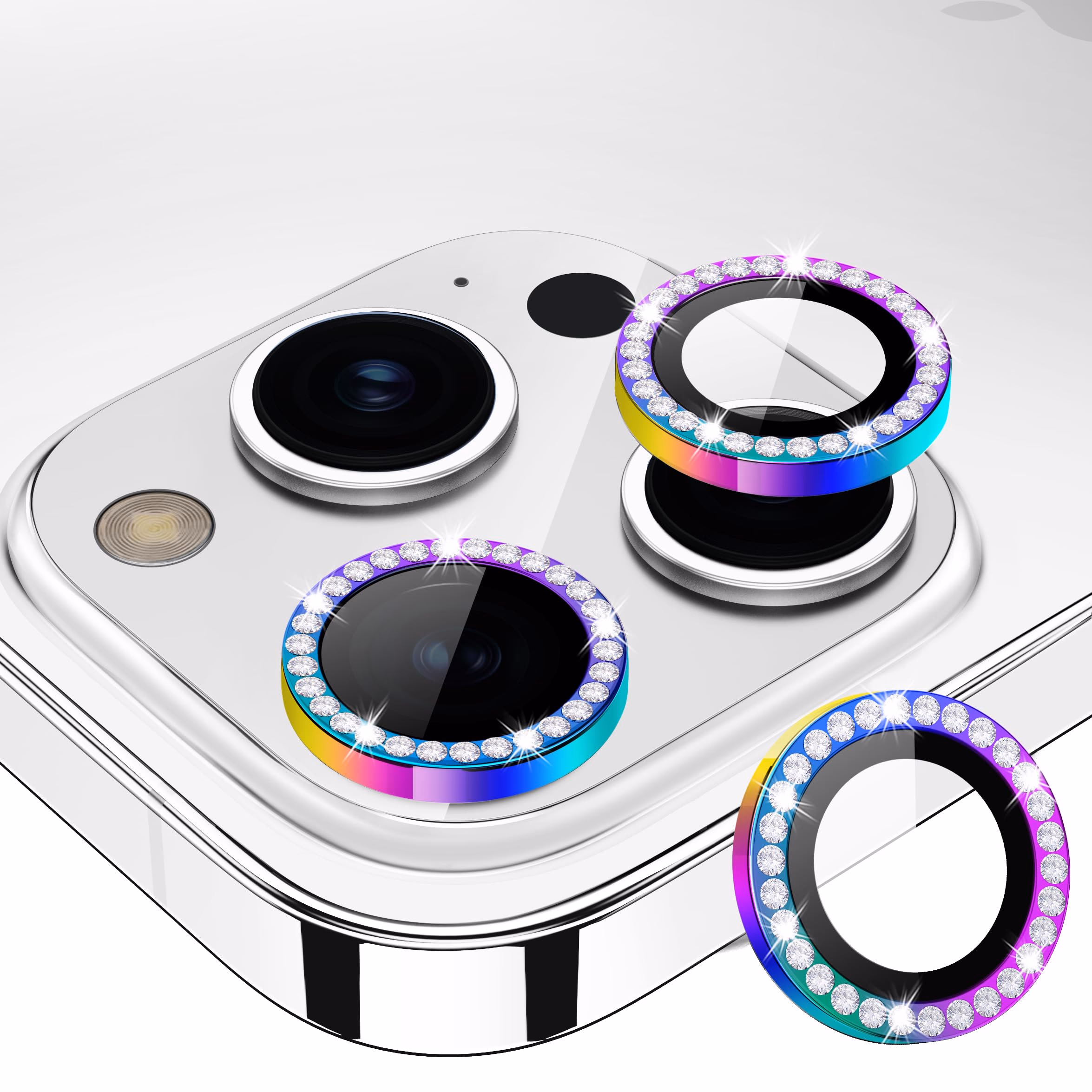 iPhone 15/15 Plus - Bling Camera Glass  - Rainbow