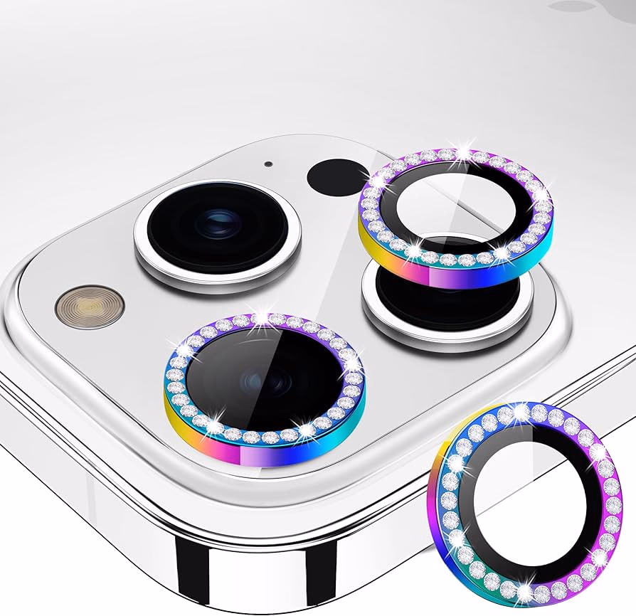 iPhone 15 Pro/15 Pro Max - Bling Camera Glass  - Rainbow