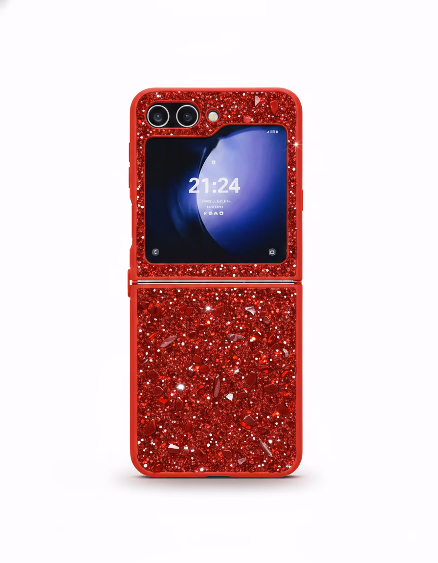 Samsung Z-Flip 5 - Glitter 2-Piece Case -  Red