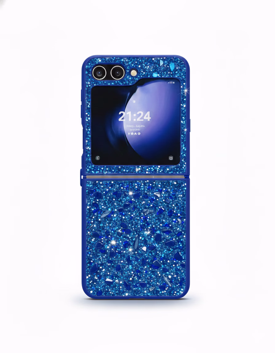 Samsung Z-Flip 5 - Glitter 2-Piece Case -  Blue