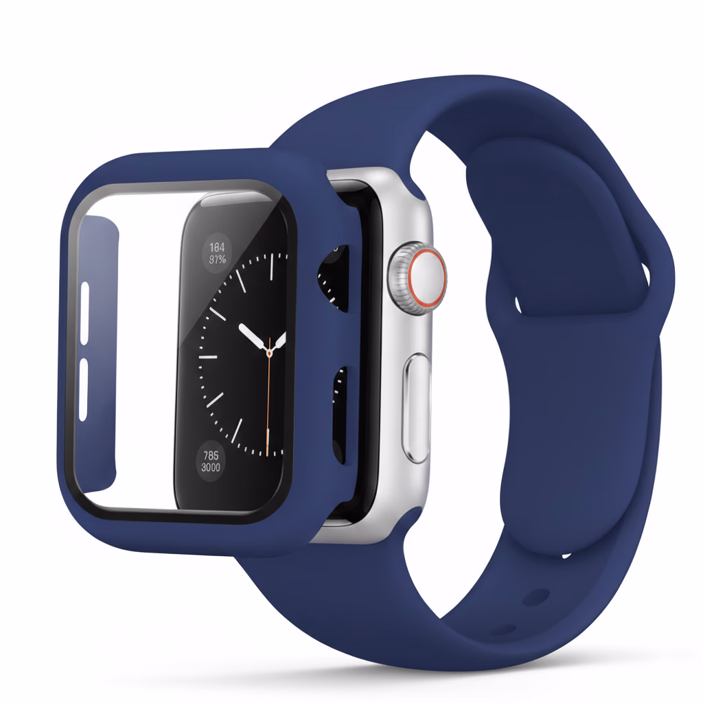 Apple Watch 41MM - Silicone Strap + Case Combo -  Navy Blue