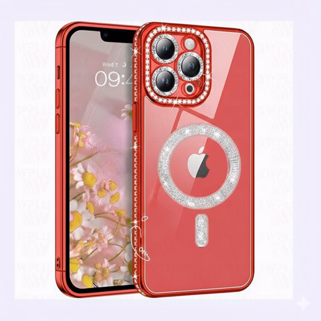iPhone 15 Pro - Sparkle Magsafe + Lens Protection - Red