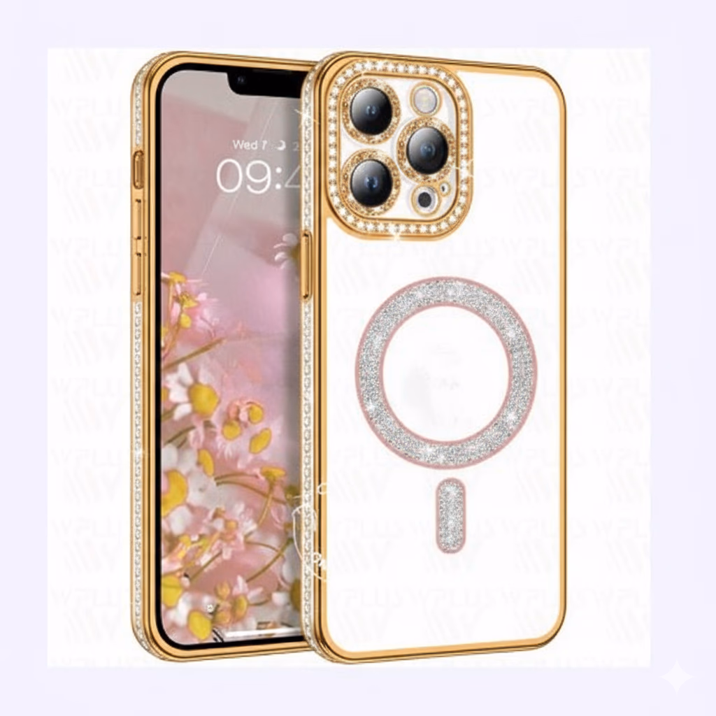 iPhone 15 Pro - Sparkle Magsafe + Lens Protection - Gold