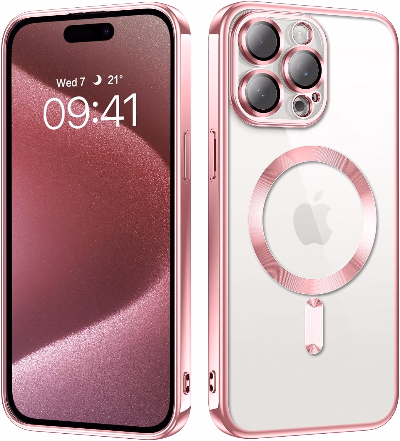 iPhone 15 - Chrome Magsafe + Lens Protection - Rose Gold