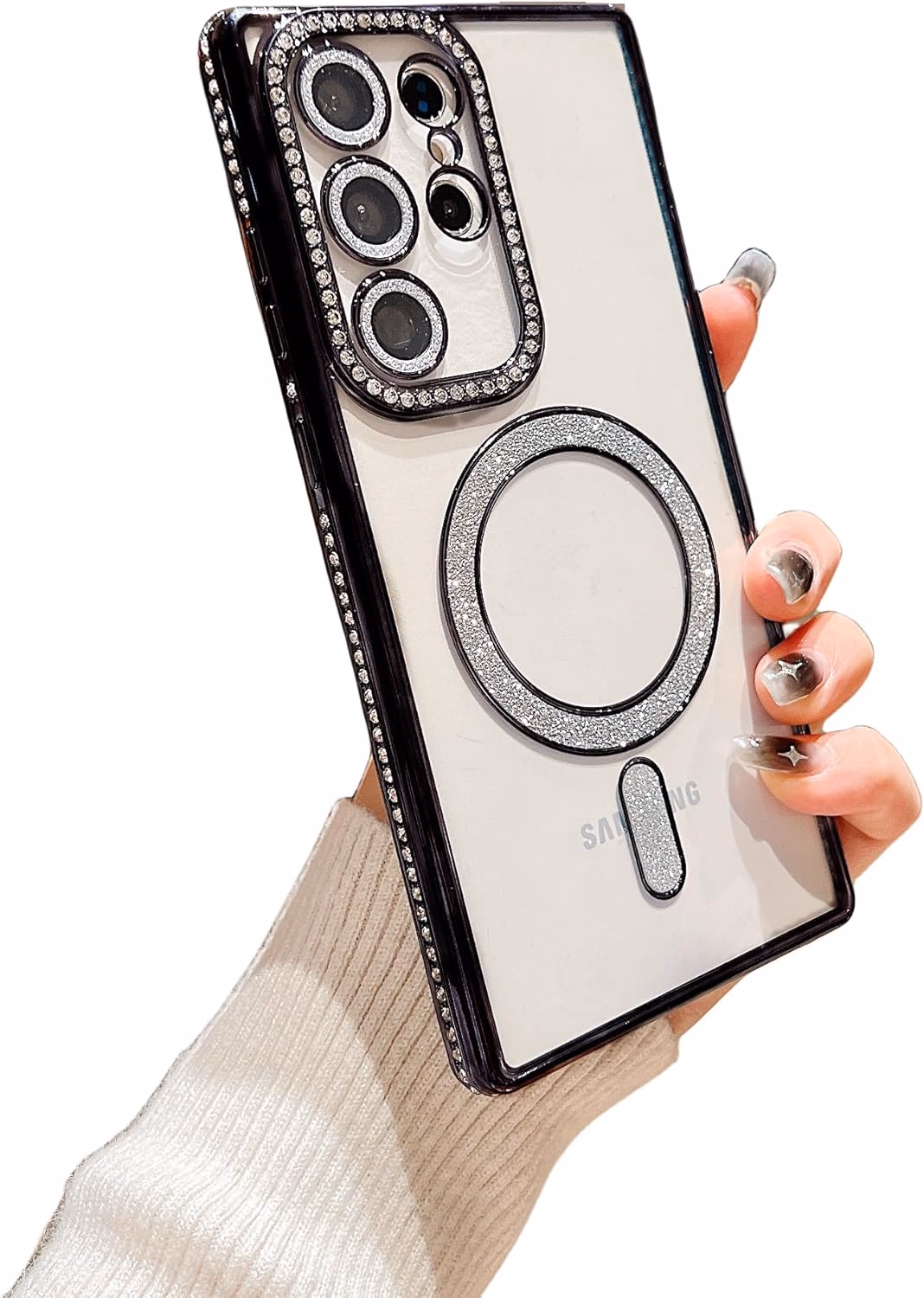 iPhone 14 Pro - Bling Magsafe + Lens Protection - Black