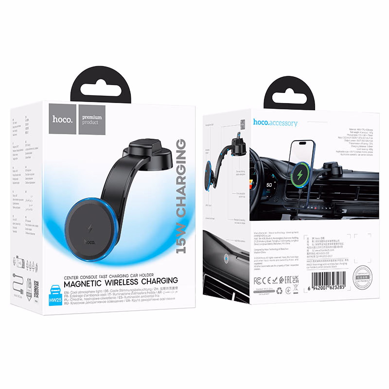 HOCO HW25 - Suction Cup MagSafe Charger + Holder