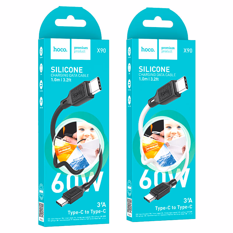 HOCO - X90 - C to C - 60W Rapid Charging Cable - White